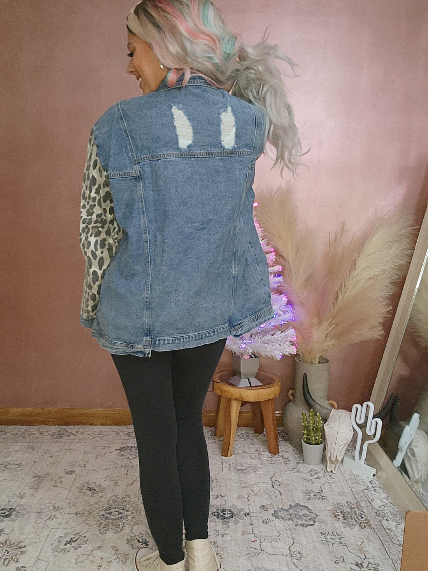 Cheetah Jean Jacket