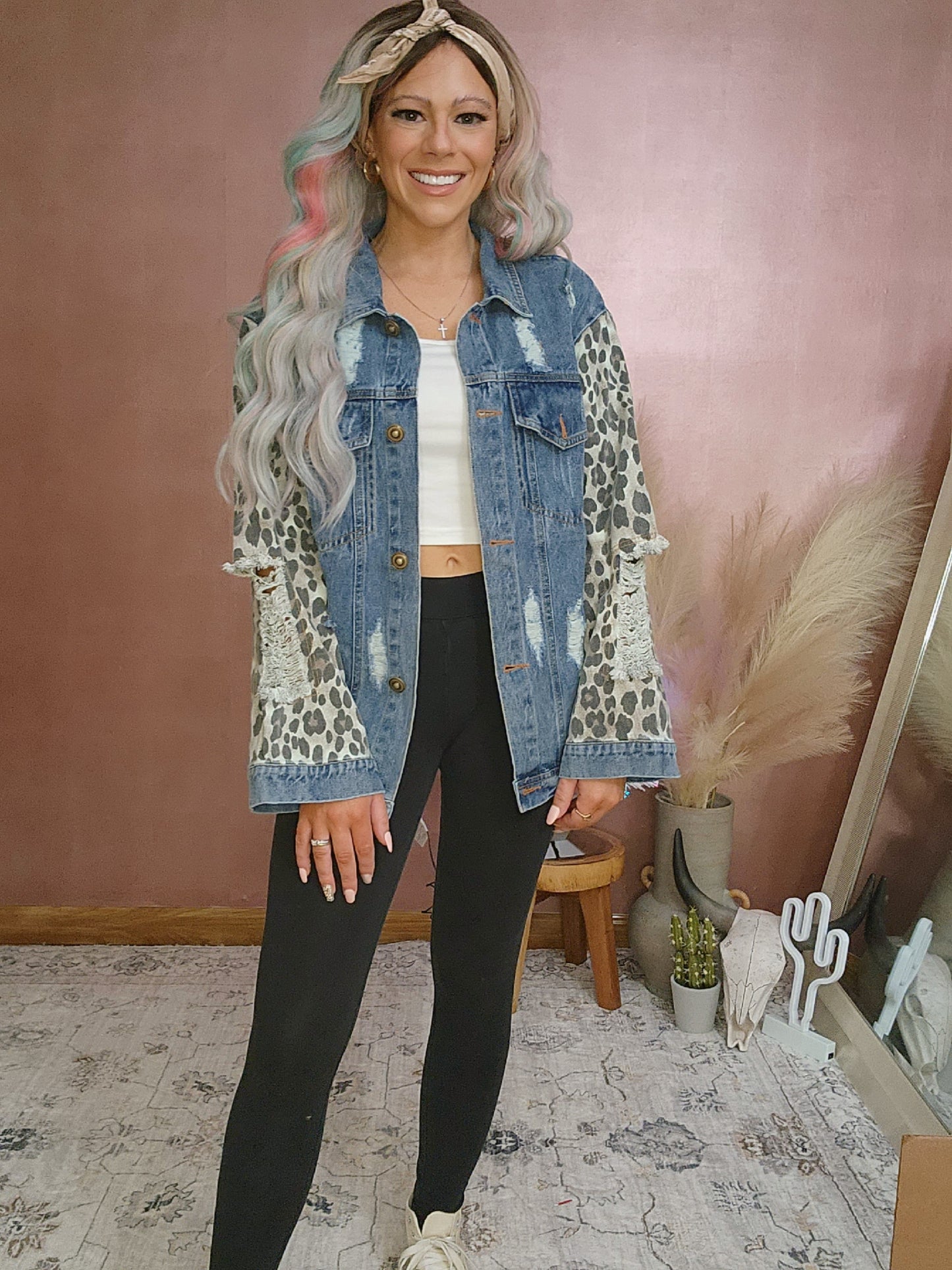 Cheetah Jean Jacket