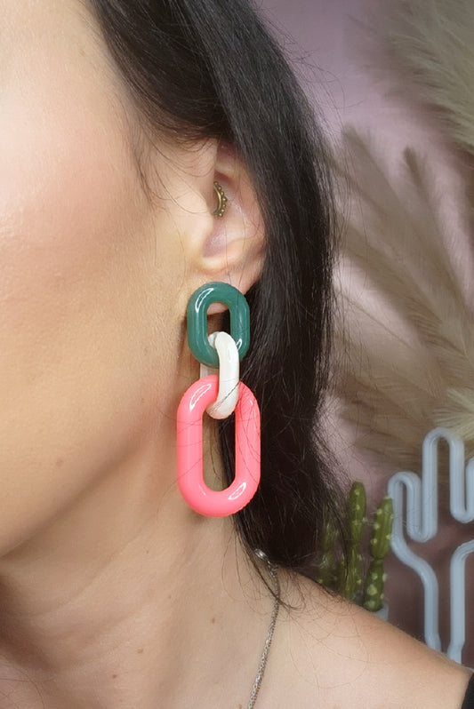 Pink Link Earrings