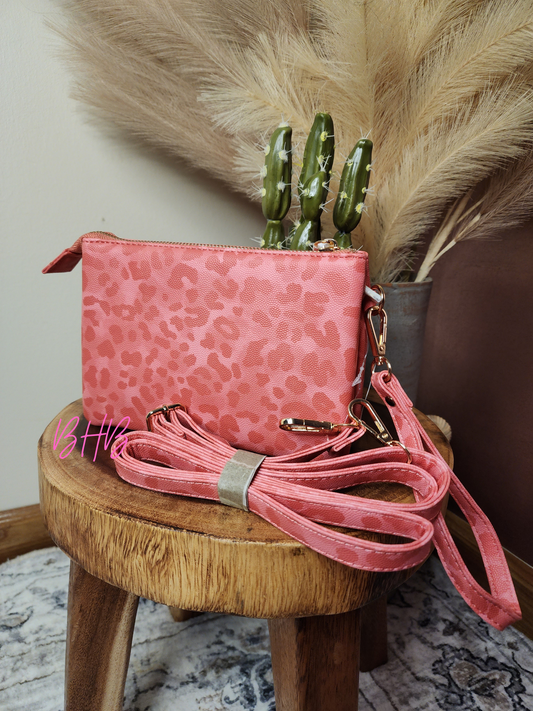 Coral Leopard Convertible Crossbody