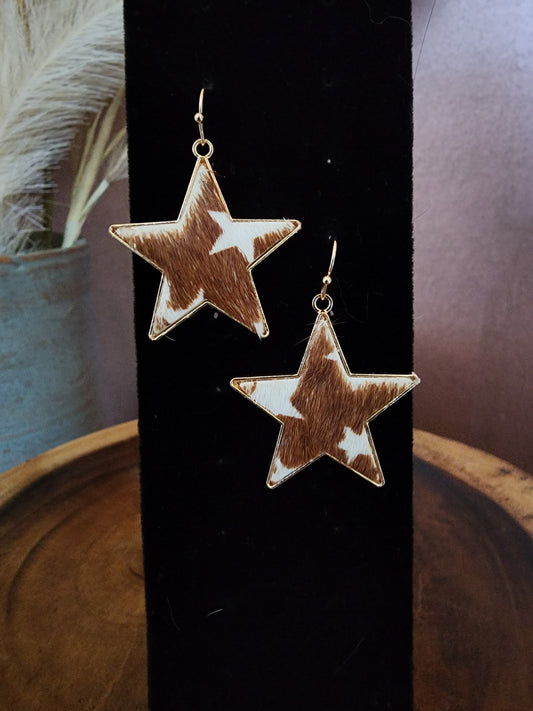 Hair on Hide Star Earrings - Stars