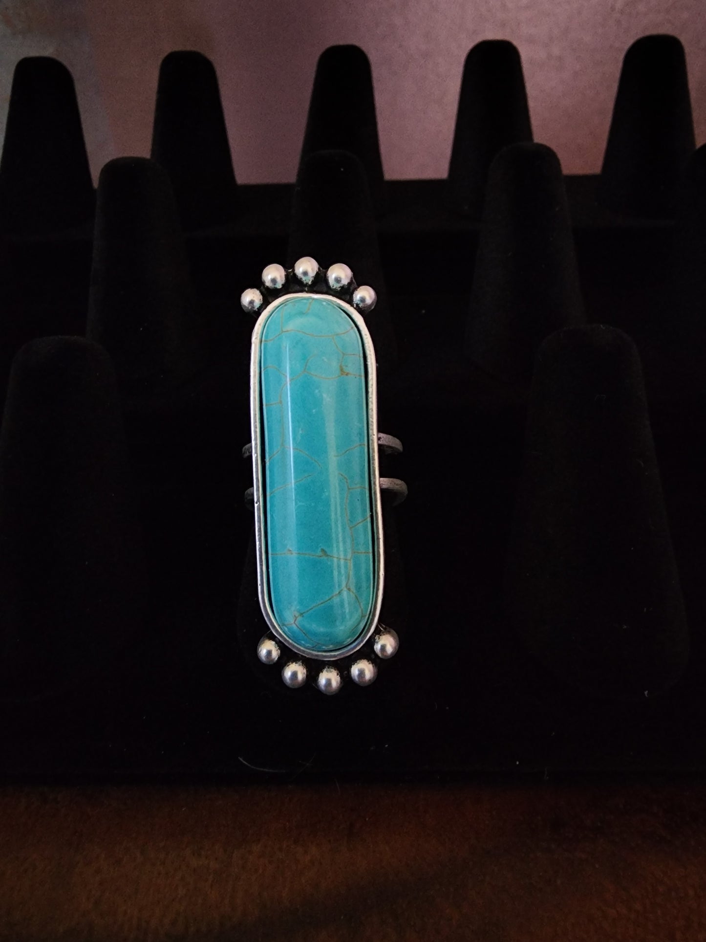 Long Turquoise Cocktail Ring