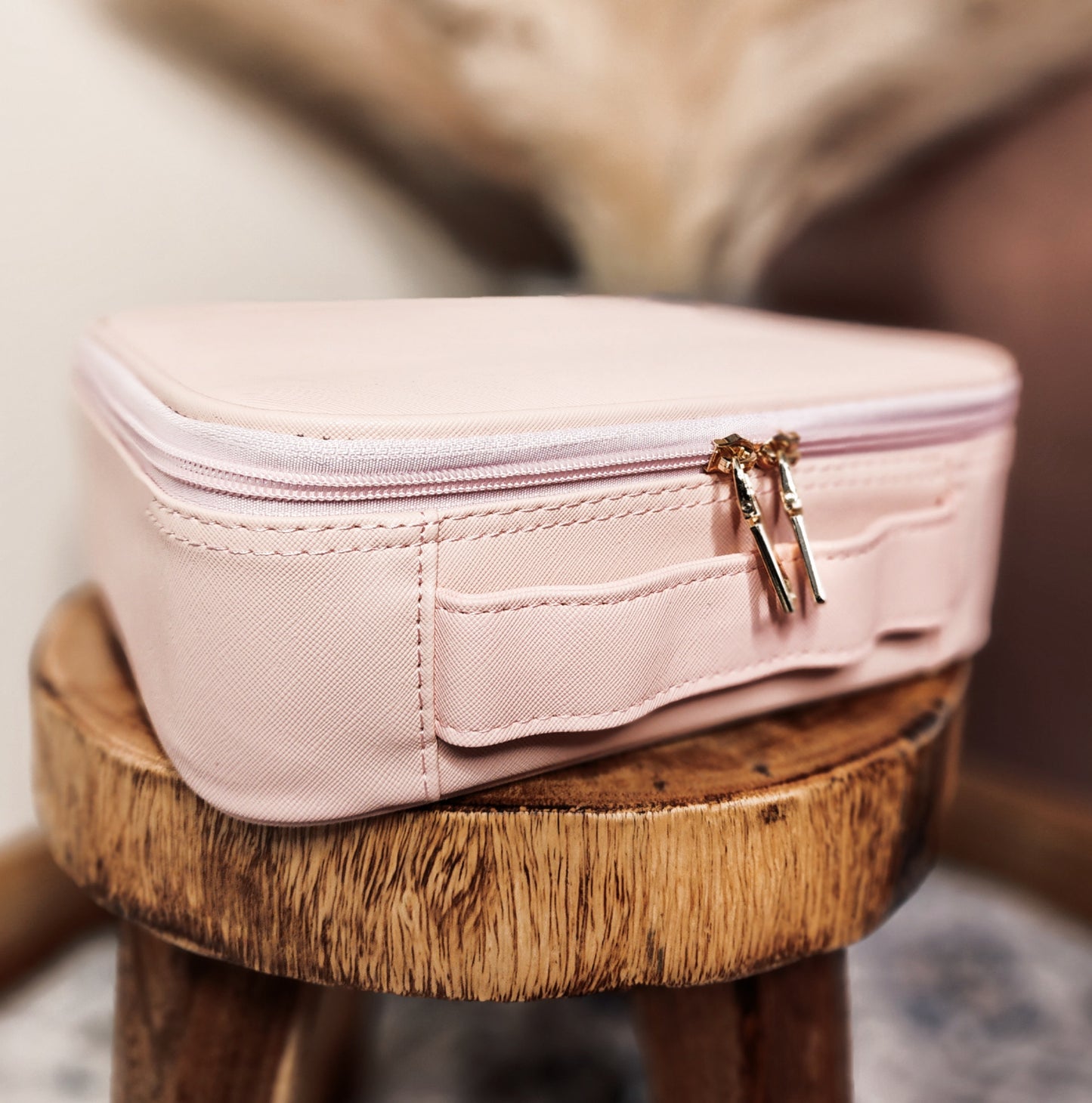 Pink Faux Leather Makeup Case