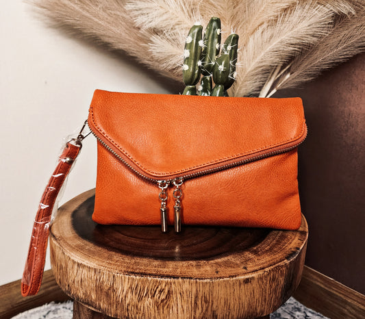 Orange Clutch Wristlet