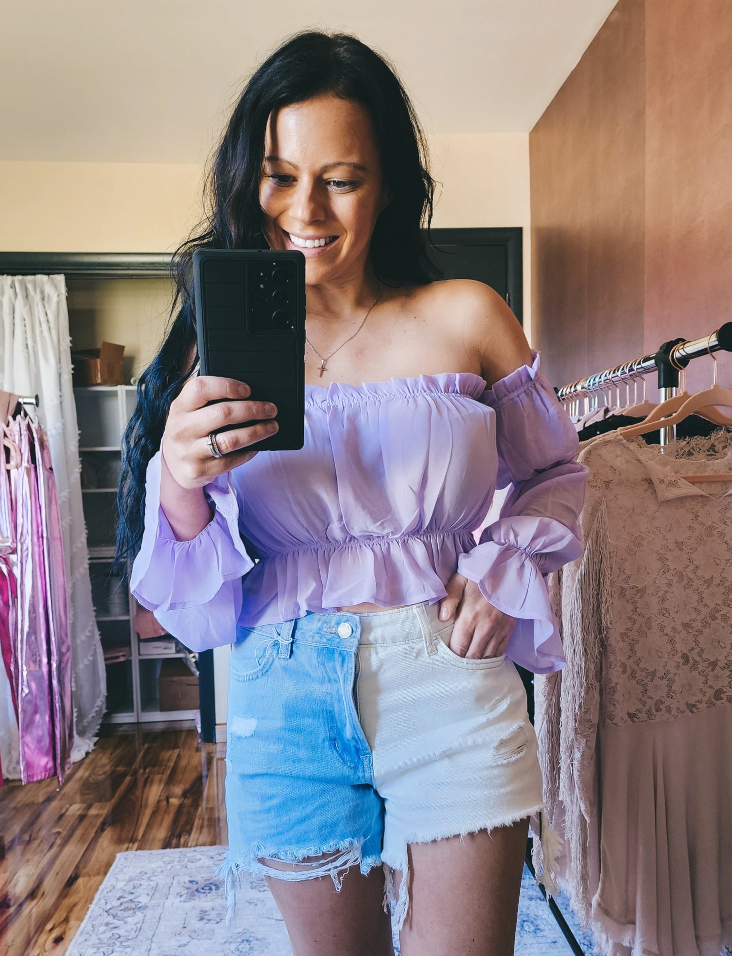 Lavender Southern Bell Crop Top