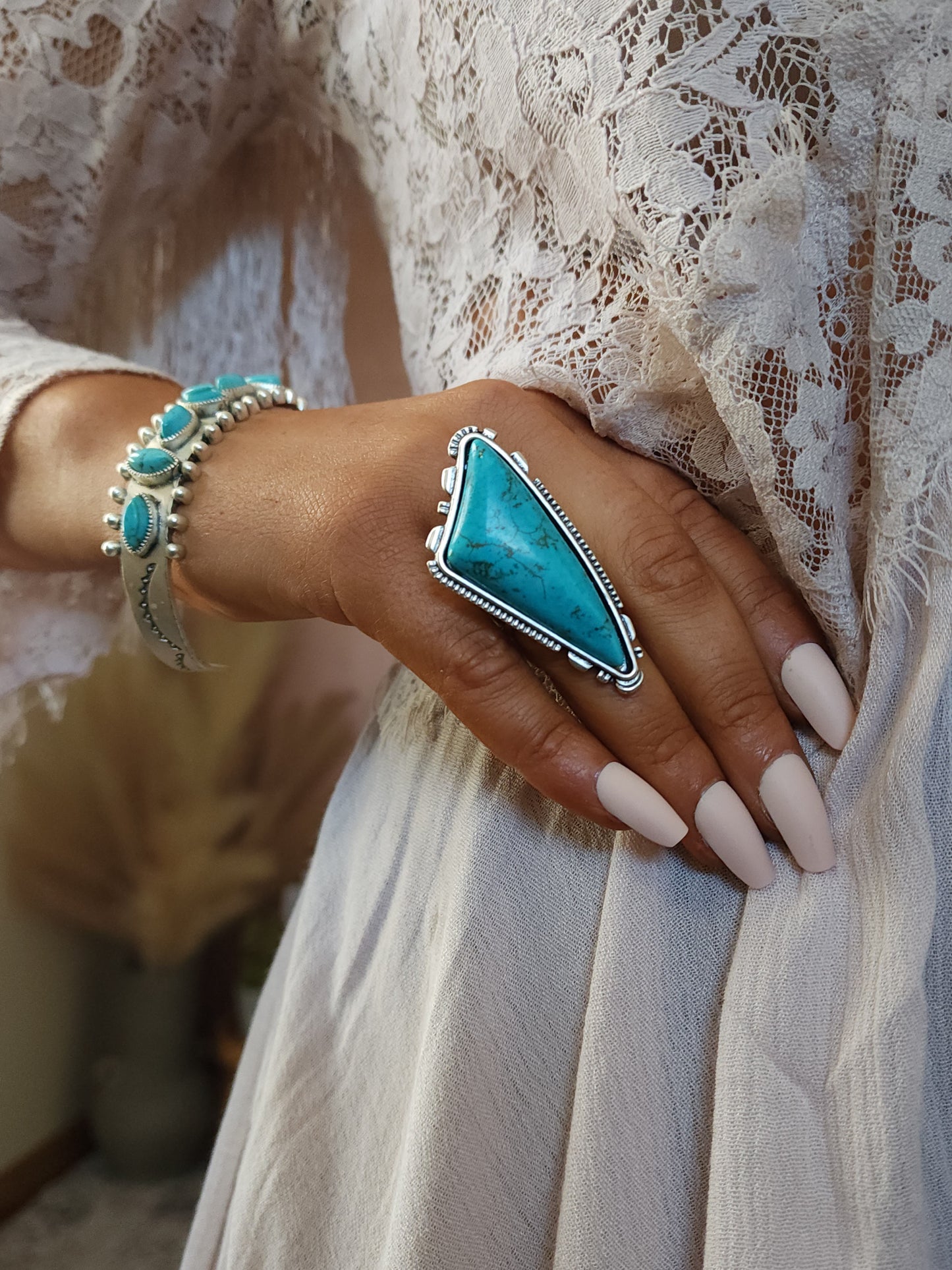 Raw Cut Turquoise Ring