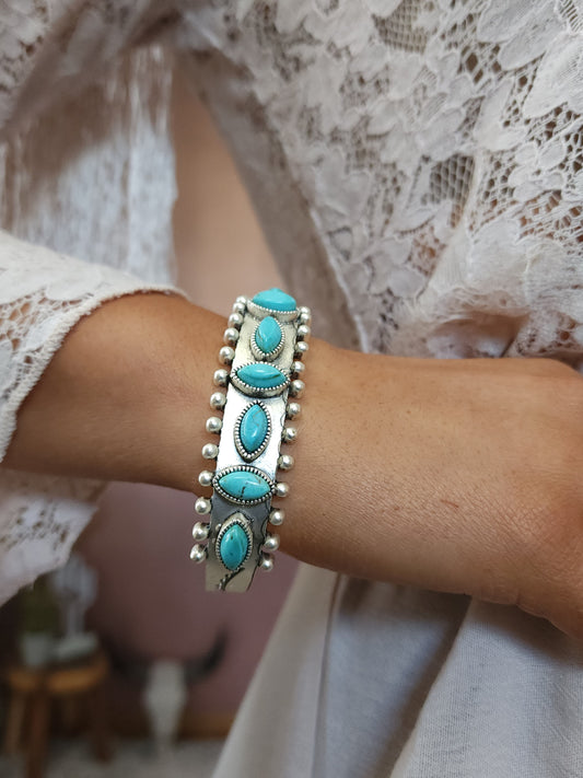 Turquoise Studded Cuff Bracelet.