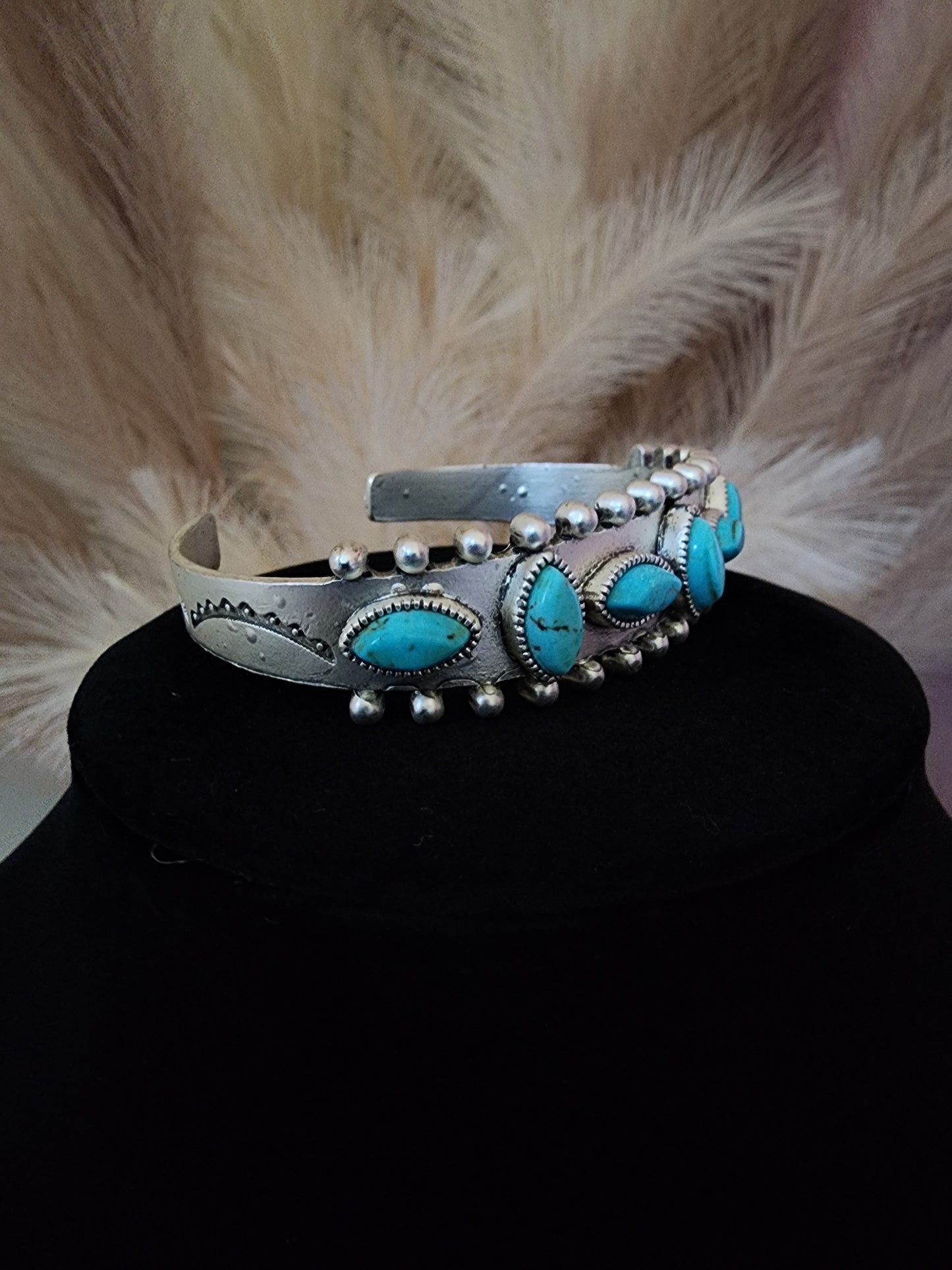 Turquoise Studded Cuff Bracelet.