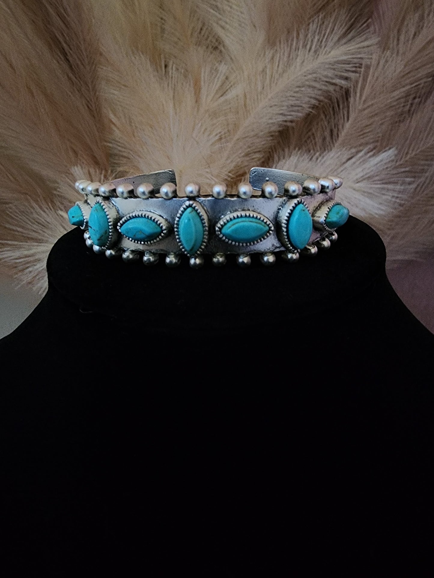 Turquoise Studded Cuff Bracelet.