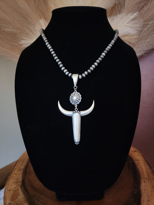 White Longhorn Necklace