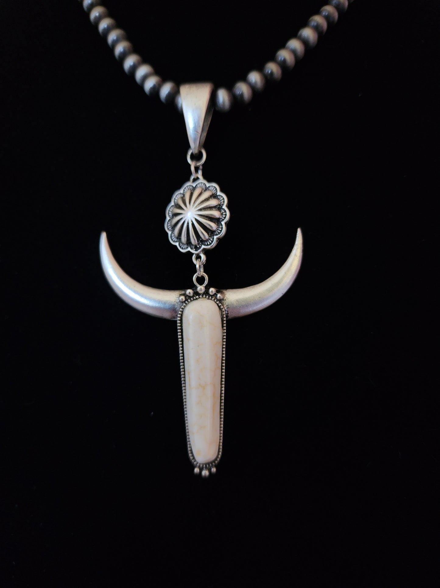 White Longhorn Necklace