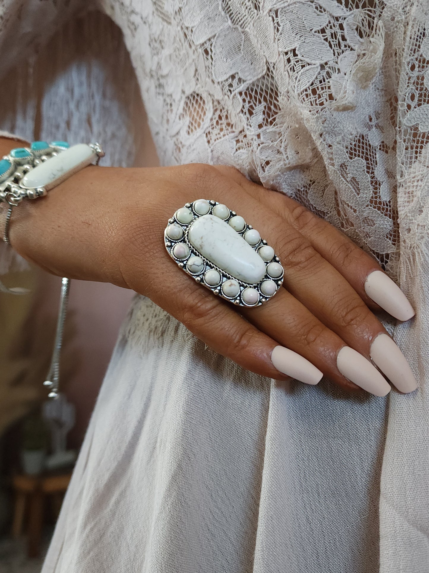 White Studded Ring